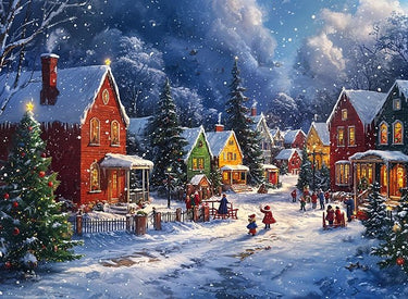 Cozy Christmas Eve in Small Town Puzzle | MakeYourPuzzles